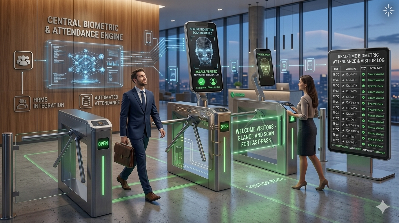Office lobby with face recognition access control
